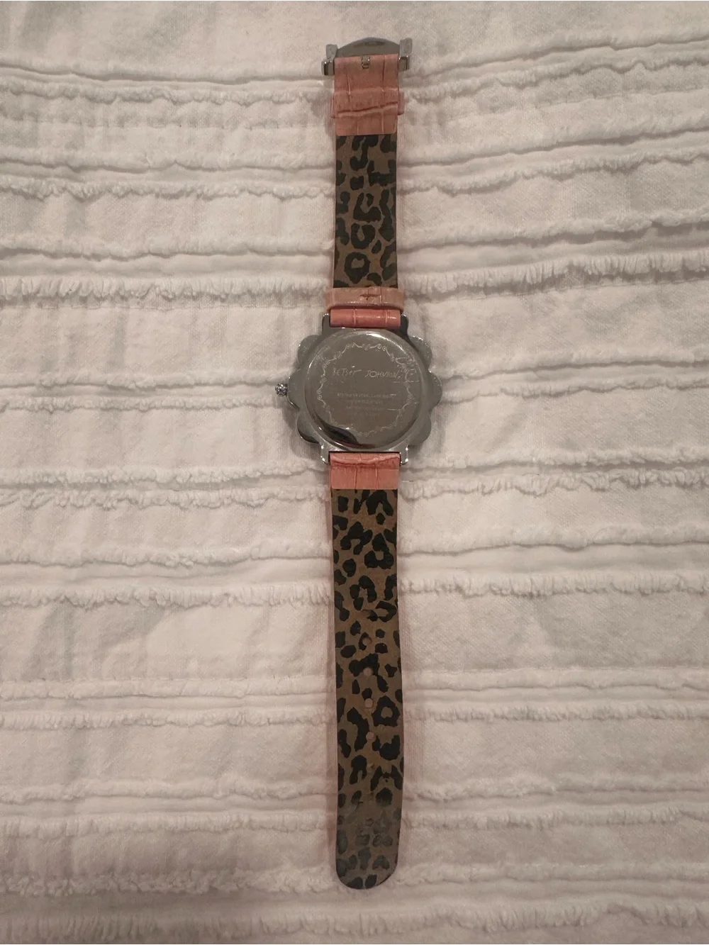 Betsey Johnson Pink Crystal Flower Dial Watch